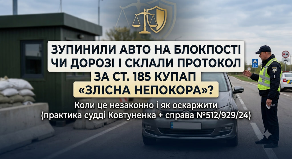 Зупинили на блокпості у Львові та шиють «злісну непокору»? Коли ст. 185 КУпАП є незаконною та як її розбити в суді